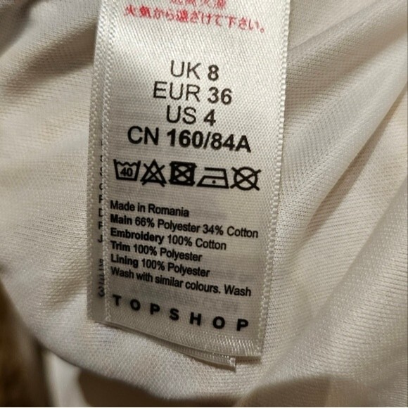 Topshop Yellow Broderie Mini Dress Size 4 - Picture 6 of 8